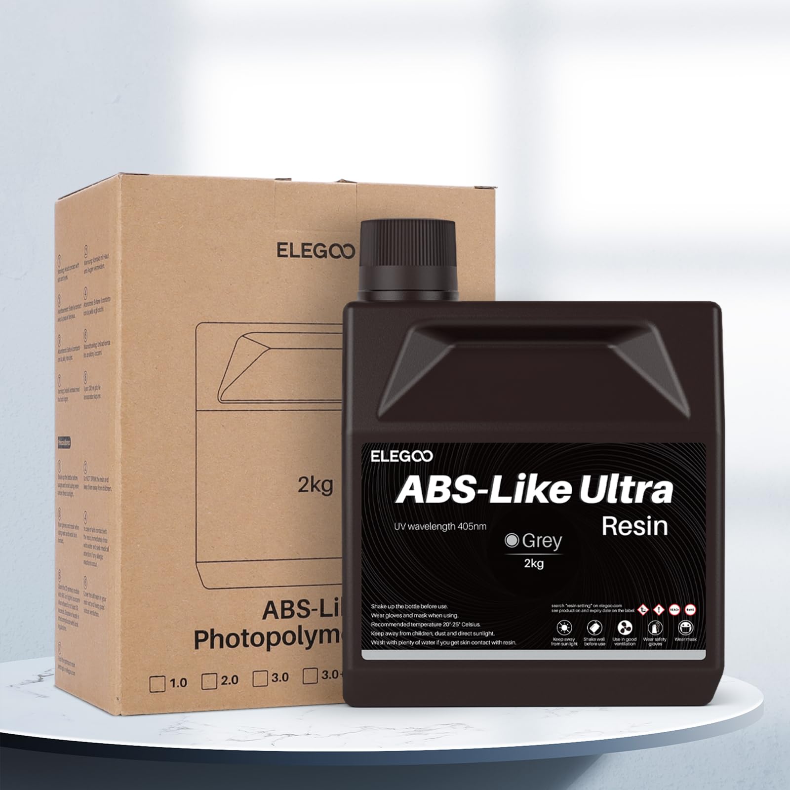 ELEGOO Résine Néon ABS-Like Ultra Haute Ténacité Haute Précision Imprimante 3D LCD MSLA DLP UV 405nm Résine Photopolymère, Rose Pêche 2kg