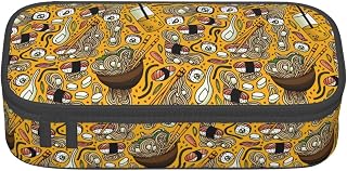 Cuisine Sushi Roll Ramen Pencil Case, Triangle Large Capacity Pencil Pouch Pen Bag Small Cosmetic Bag For Women Men