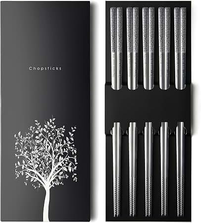 Amazon.com: Buyer Star 5-Pair Stainless Steel Black Metal Reusable