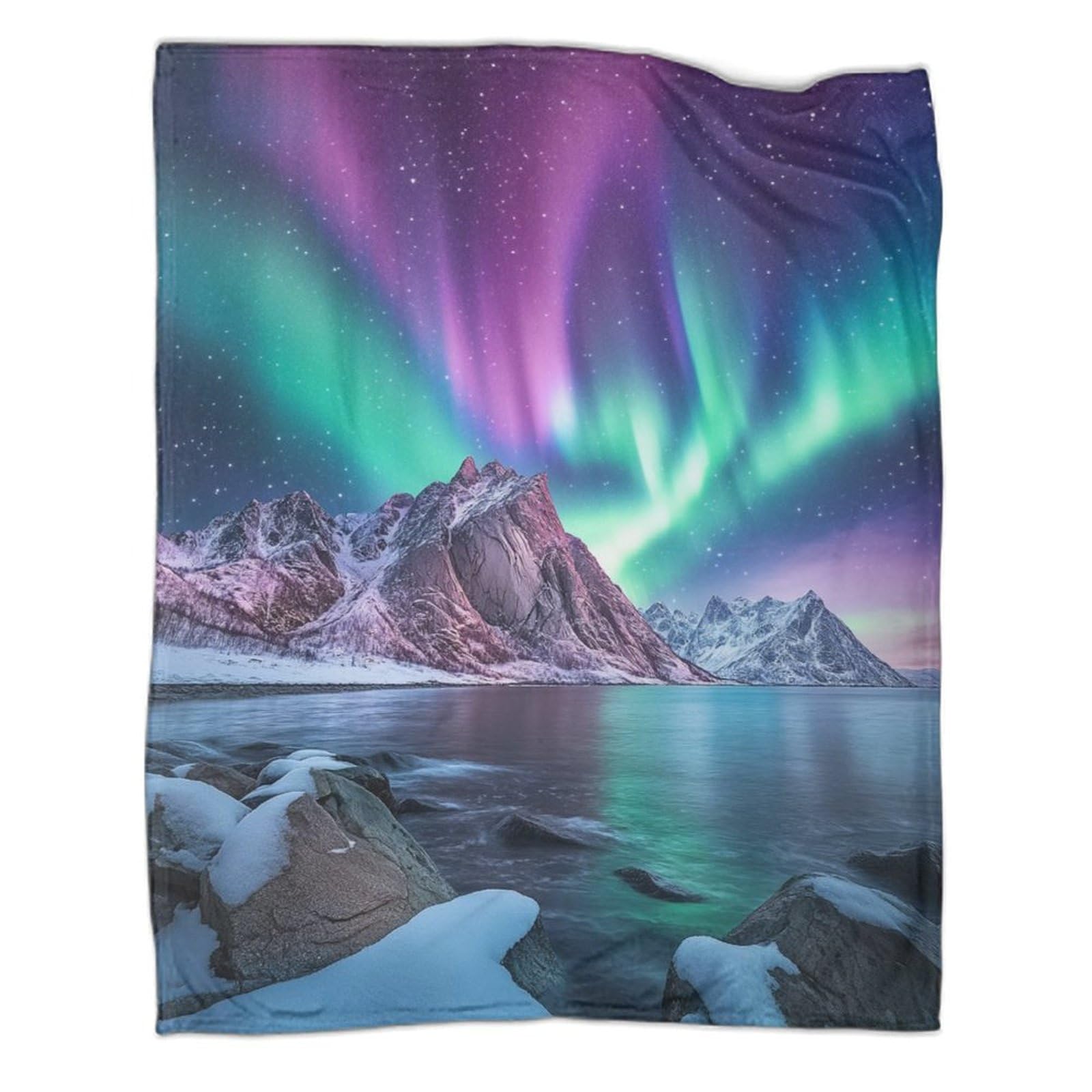Couverture flanelle aurore boréale 180x200cm au fini velours haut de gamme pour chambre élégante