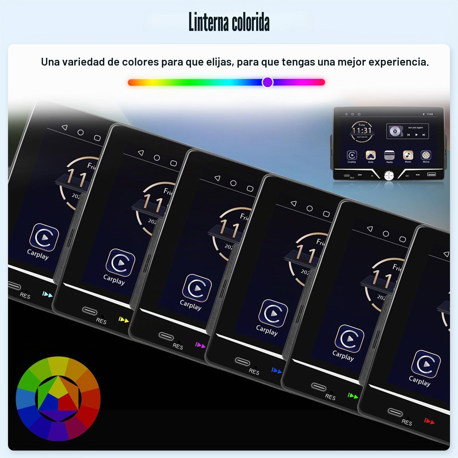 CAMECHO 1 DIN Carplay Bluetooth Radio 7 Pulgadas con Cámara Trasera, Pantalla Táctil HD Wired Android Auto Autoradio con FM EQ-Ton Control en el Volante USB Mirror Link
