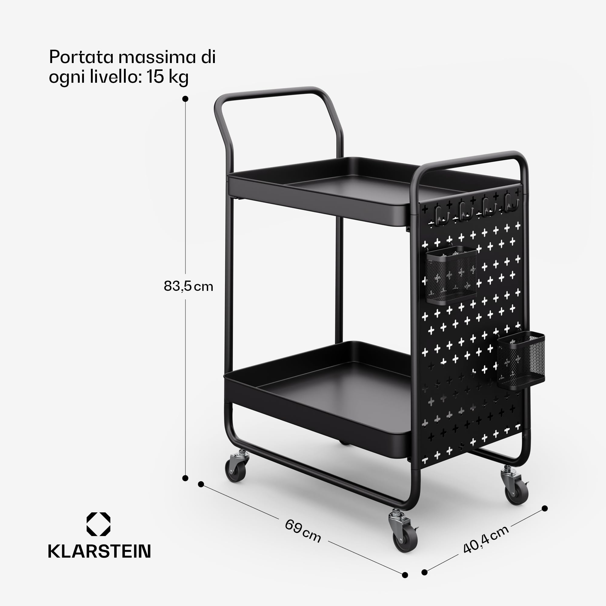 Klarstein Carrello Cucina, Mobiletto Cucina, Carrello Cucina Salvaspazio, Carrello Portavivande, Mobile Cucina Salvaspazio, Carrello Cucina con Ruote e Cassetti, Carrellino Porta Ghiaccio e Frutta