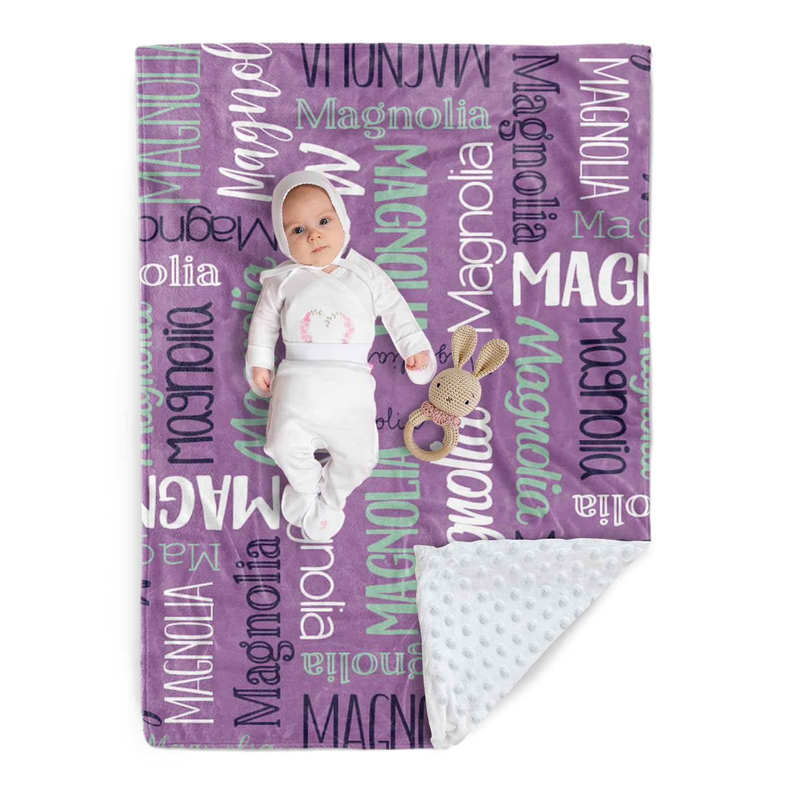 Custom Baby Blanket - Personalized Names Design - Soft Plush Blanket with Double Layer Dotted Backing for Boys Girls Color11(30x40 inches)