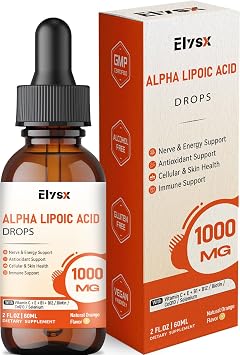 Alpha Lipoic Acid Liquid Drops 1000mg for Nerve Support, 2 FL OZ