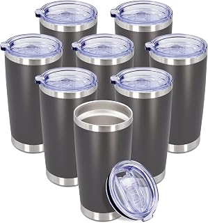 20oz Tumbler Insulated Coffee Tumblers with Lid Stainless Steel Grey 8P