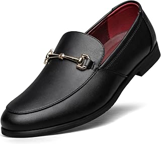 Mens Dress Loafers Tuxedo Shoes Gold Tone Bit Detail Slip-On