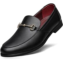 Mens Dress Loafers Tuxedo Shoes Gold Tone Bit Detail Slip-On