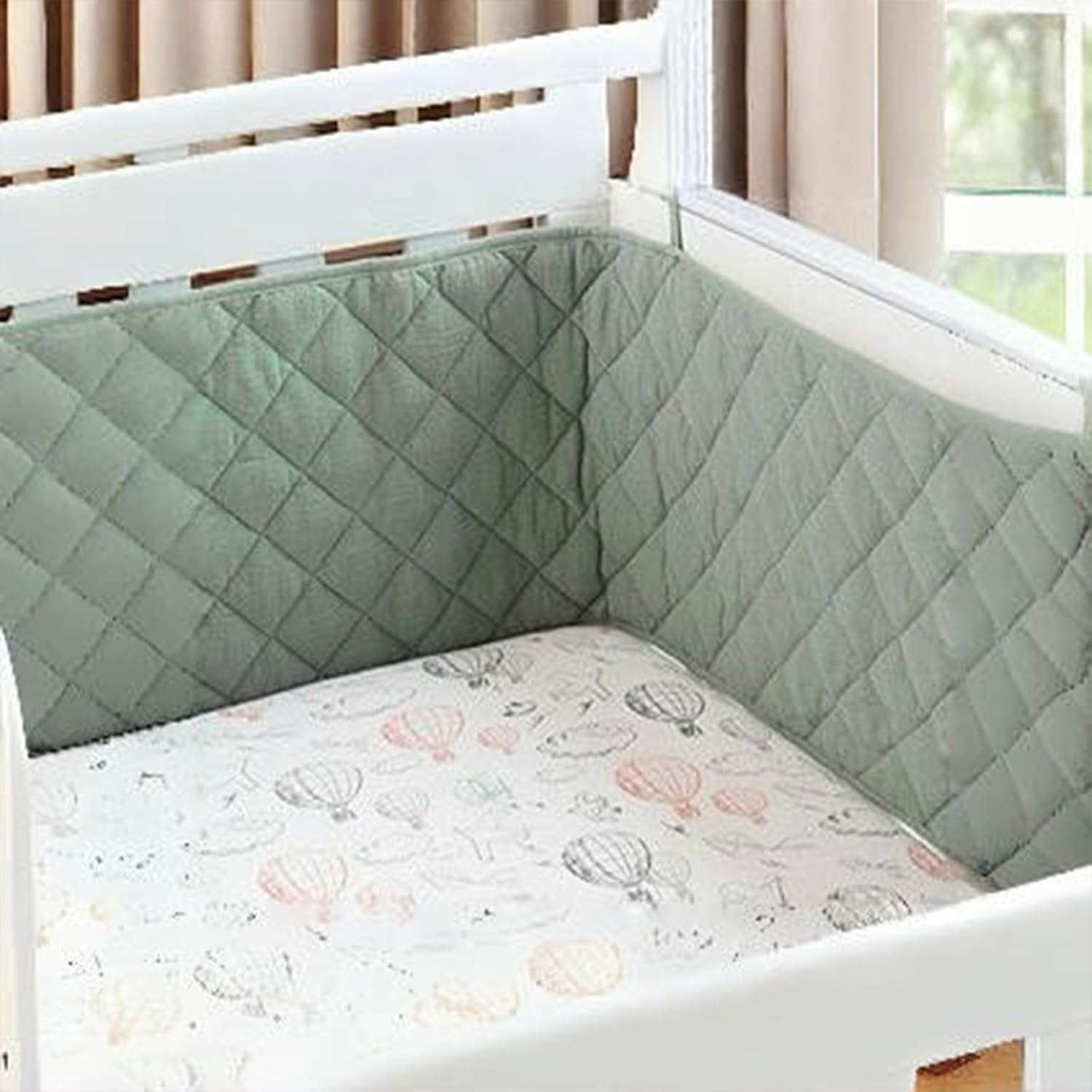 xinwanhong Bumpers for Cot Bed,Mesh Crib Bumper Breathable,4 Sides Anti