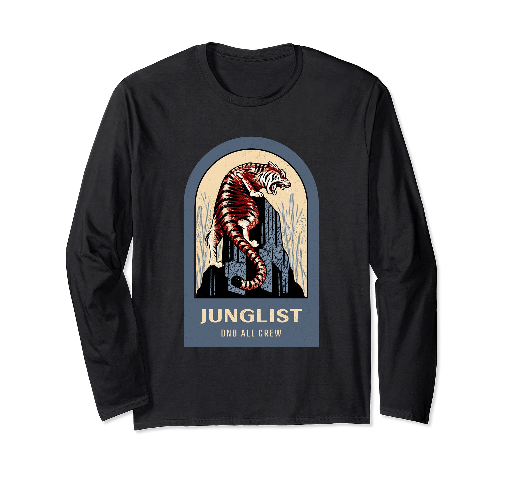 Junglist 174 BPM DnB Music Liquid EDM Drum And Bass Tiger Long Sleeve T-Shirt, Black