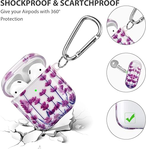 Miniatura 5 de QINGQING Compatible con funda para AirPods, lindo diseño impreso, funda protectora rígida portátil y a prueba de golpes para mujeres y hombres con