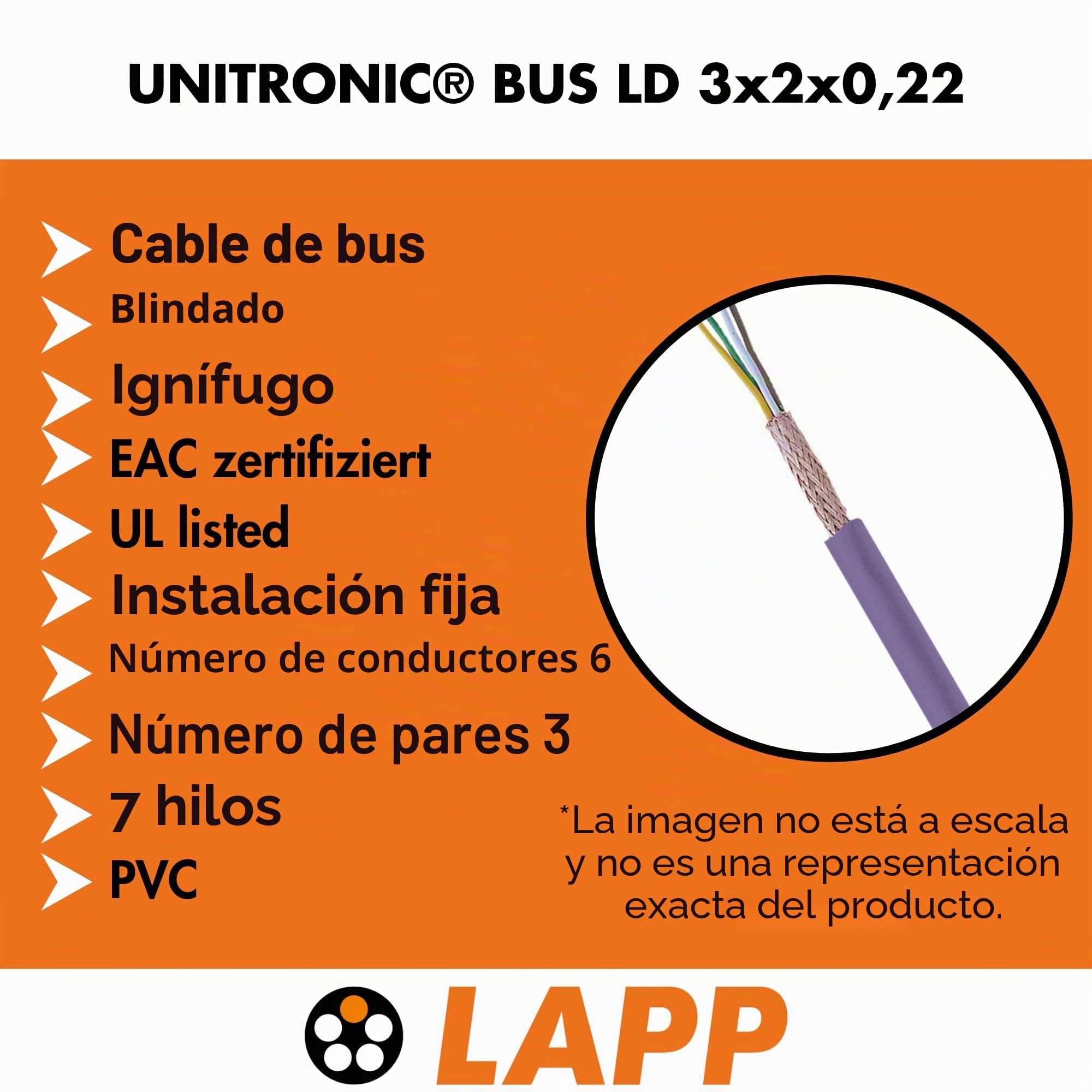 Lapp 2170205 Unitronic BUS LD - Cable de Bus 10 m, 3 x 2 x 0,22 mm²