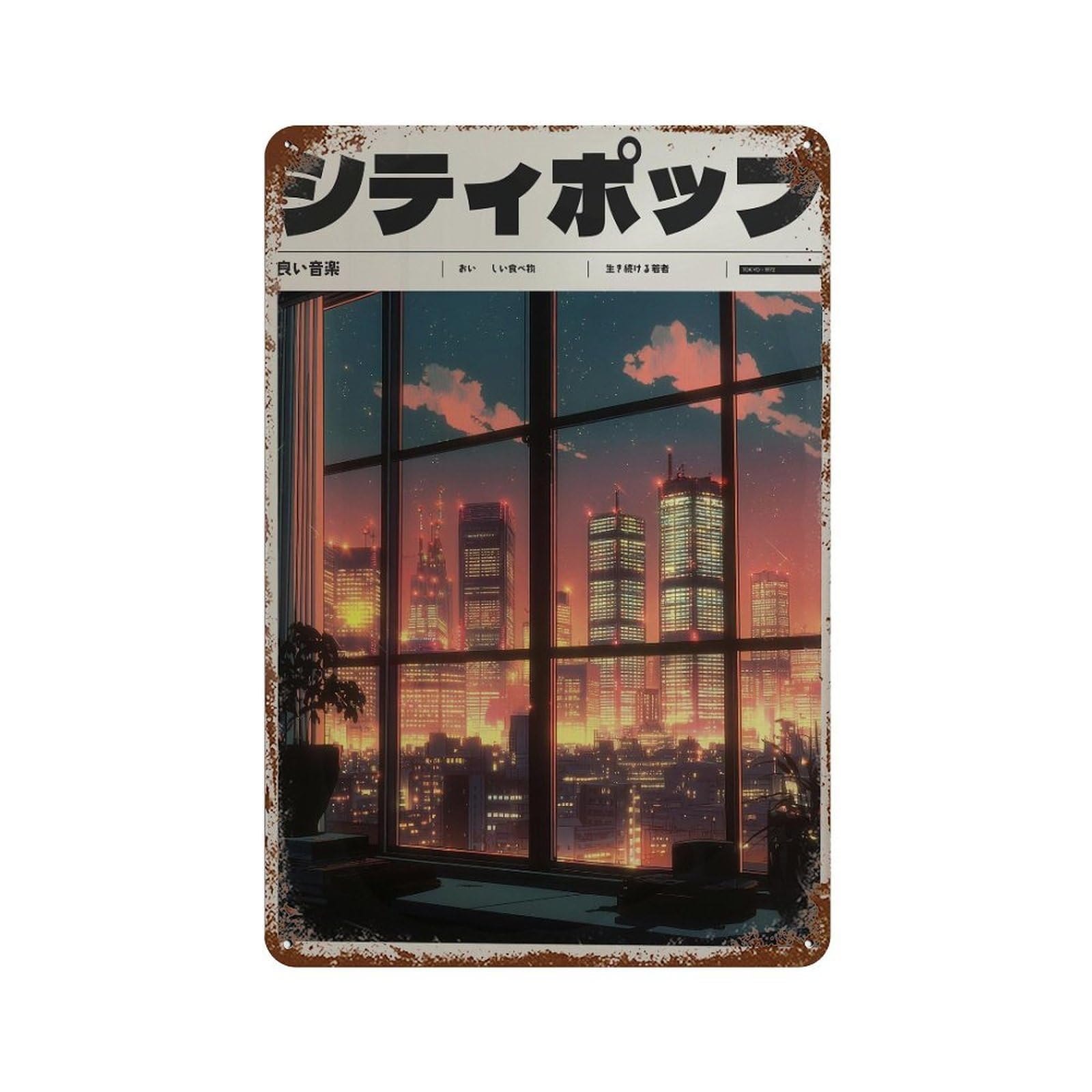 xiaoxiaoshen Tokyo Cityscape. Y2k Indie Wall Decor Art Metal Tin Poster Modern Home Decor Art Home Bar Shop Decorations Vintage Sign 30x20cm