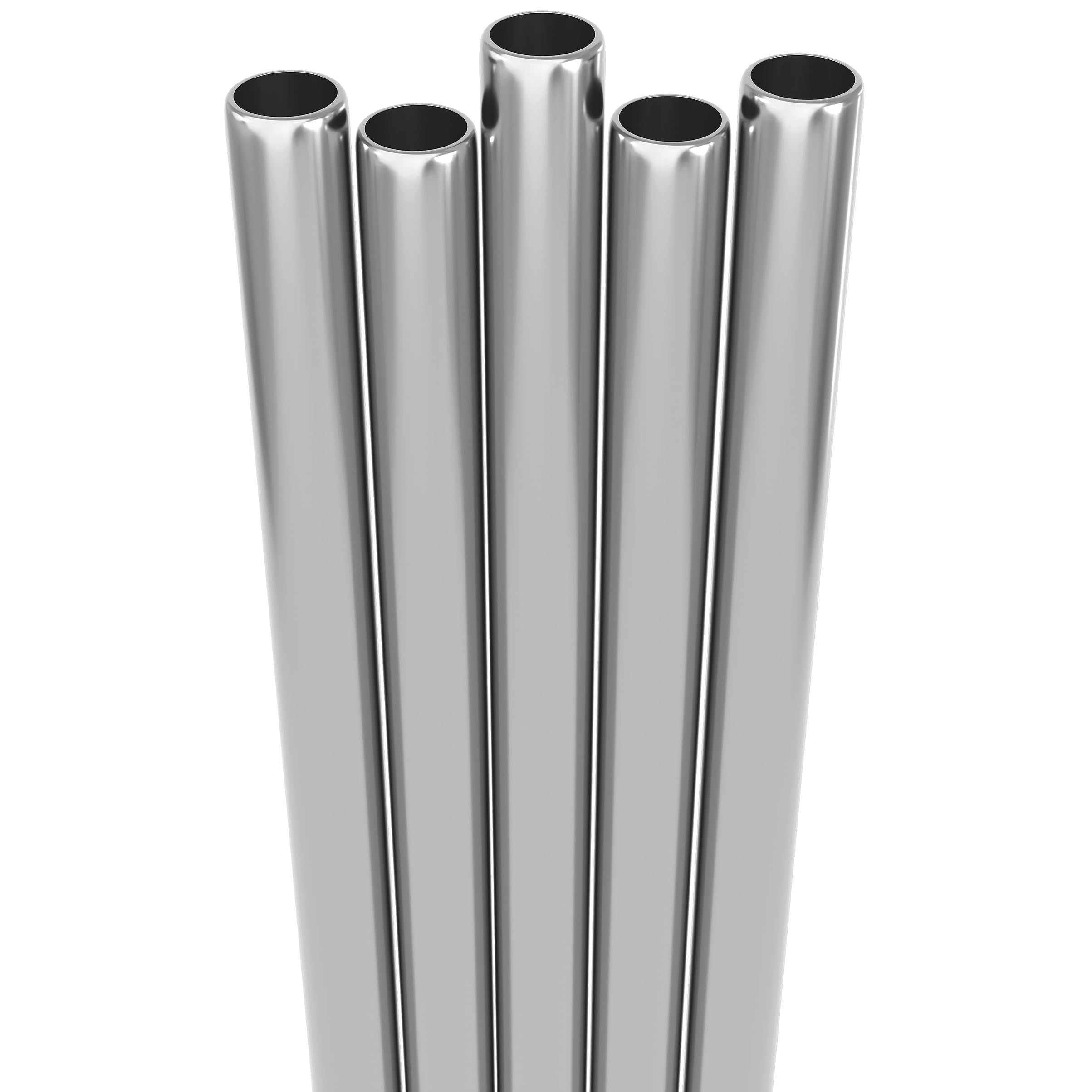 5-Pack Short Stainless Steel Straws with Cleaning Brush. 6.3" Long Metal Cocktail Straws Reusable, 12-14 oz Tumblers, Kids Smoothies, Shakes - Dishwasher Safe Hard Drinking Straws. SILVER