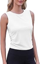 PINSPARK Women's Sports Tank Top Sleeveless Yoga Shirt Ribbed Crop Top Lightweight Functional Fitness Casual Summer Tops