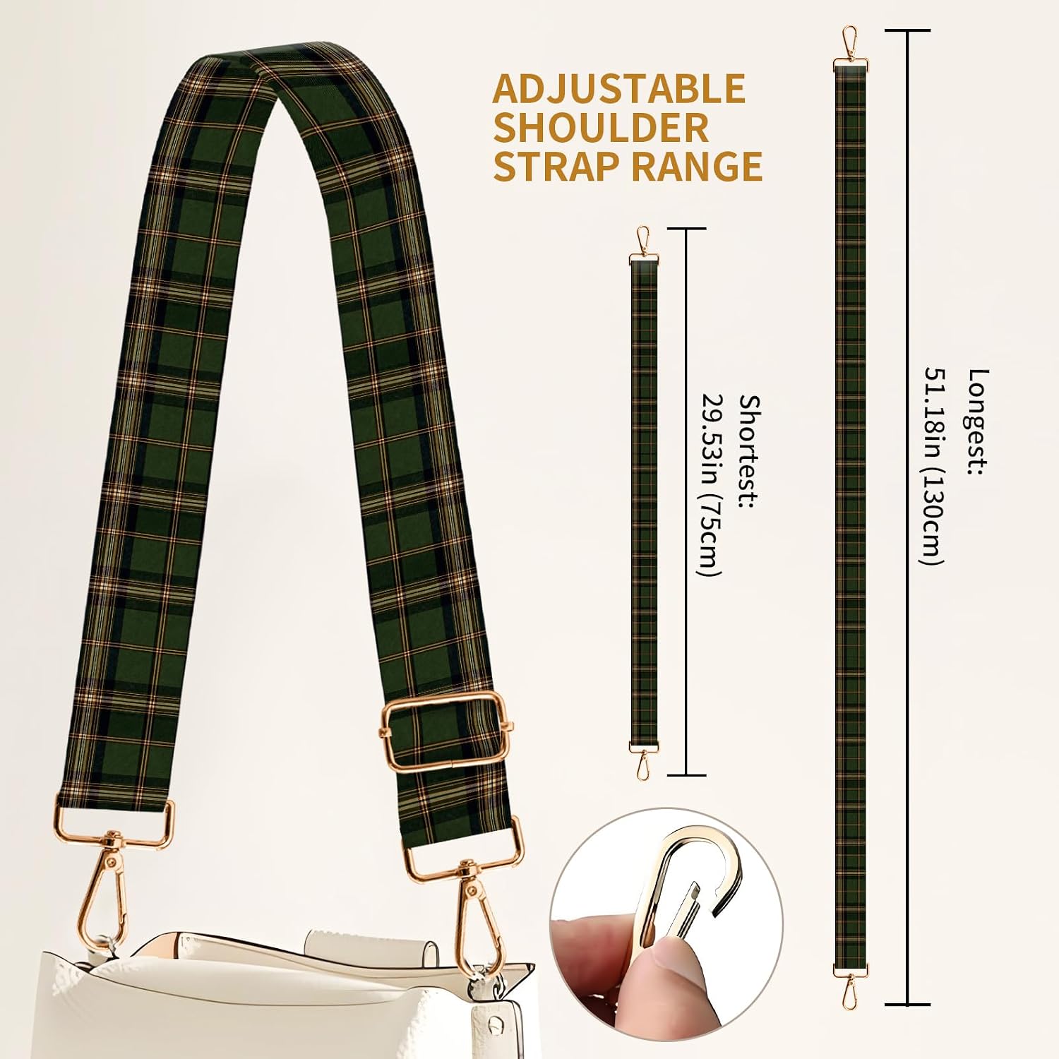Purse Strap Replacement Crossbody 1.5" Wide Gold Buckle Shoulder Strap, Cute Handbag Strap Bag Strap image 3