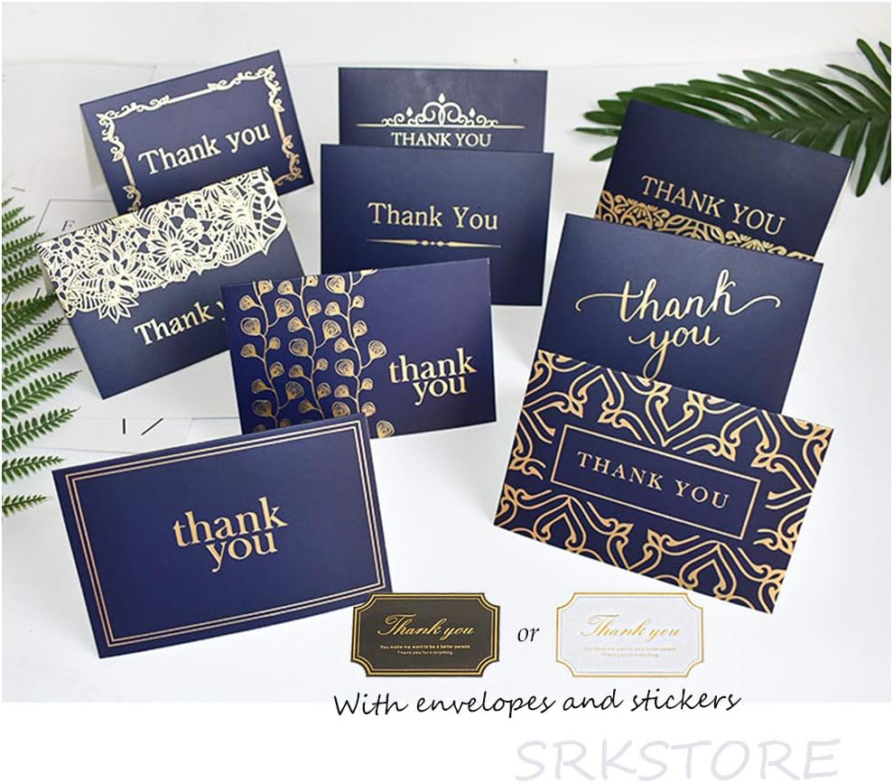 Blank Thank You Greeting Cards With Envelopes And Stickers Perfect Baby Shower Note Cards Wedding Thank U Cards Business Elegant Cards Bridal Shower Update Thankyoucards All Occasions (Business)