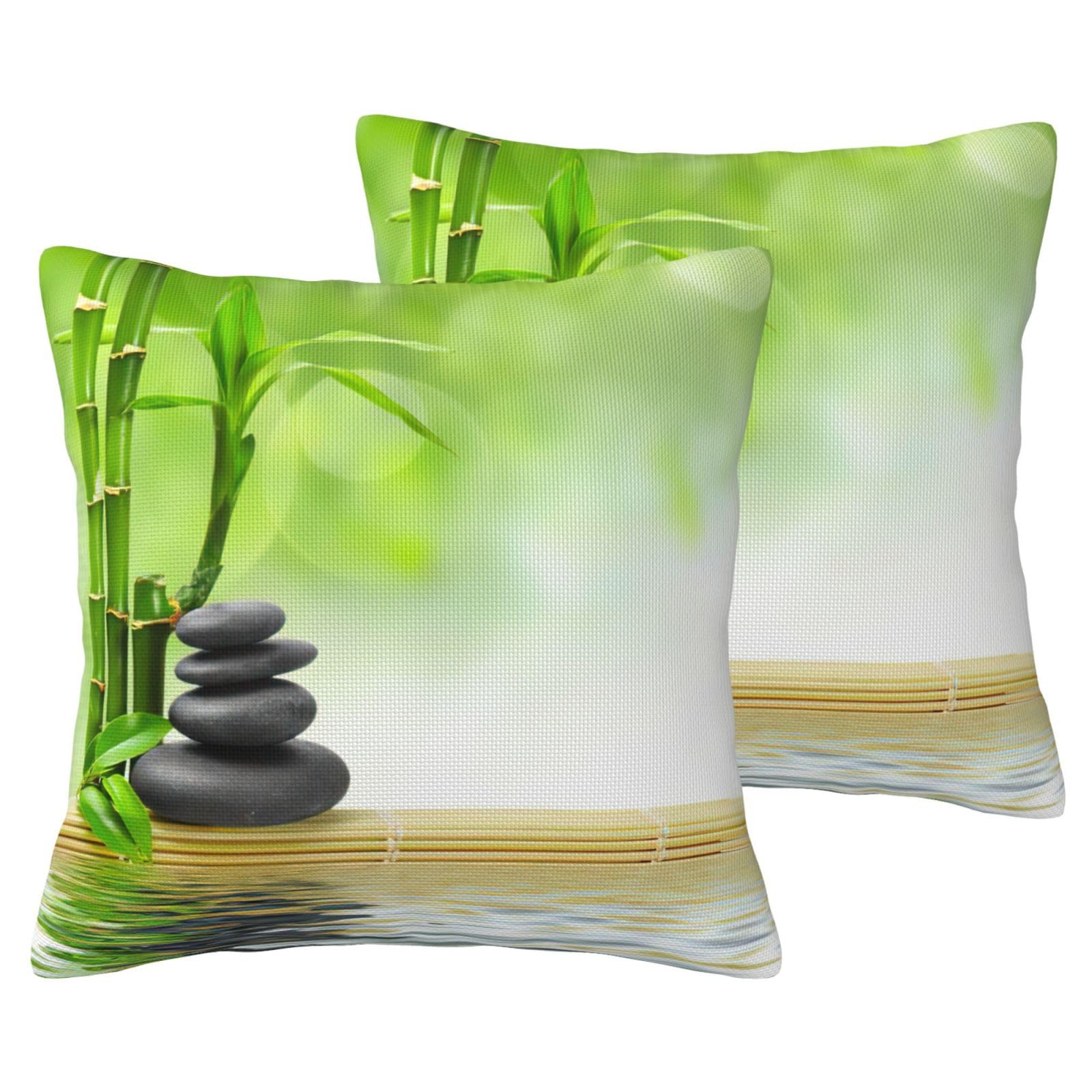 Housse de coussin bambou et pierre EdWal lot de 2 pour canapé