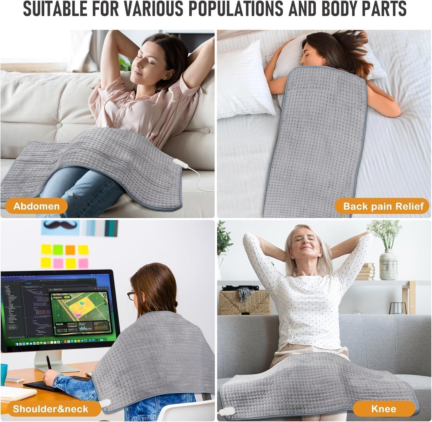 Extra Large Heating Pad for Back Pain Relief, 20x40 Inches, Full Body Heating Pad for Shoulder and Neck, with 10 Temp Levels | 3 Auto-Off Timers | Dry/Moist Heat Therapy - Gifts for Women Men