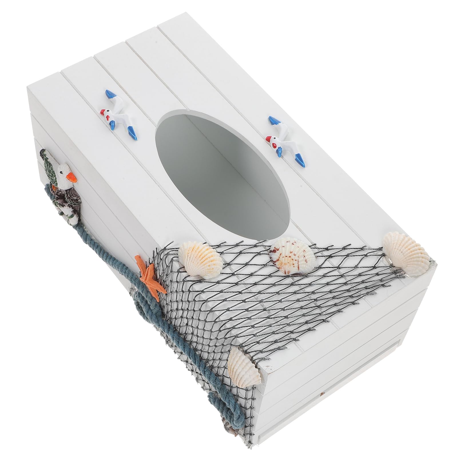 SOLUSTRE Mediterranean Style Tissue Box Cover Vintage Shell Design Napkin Holder for Home Office Car and Restaurant Storage Case