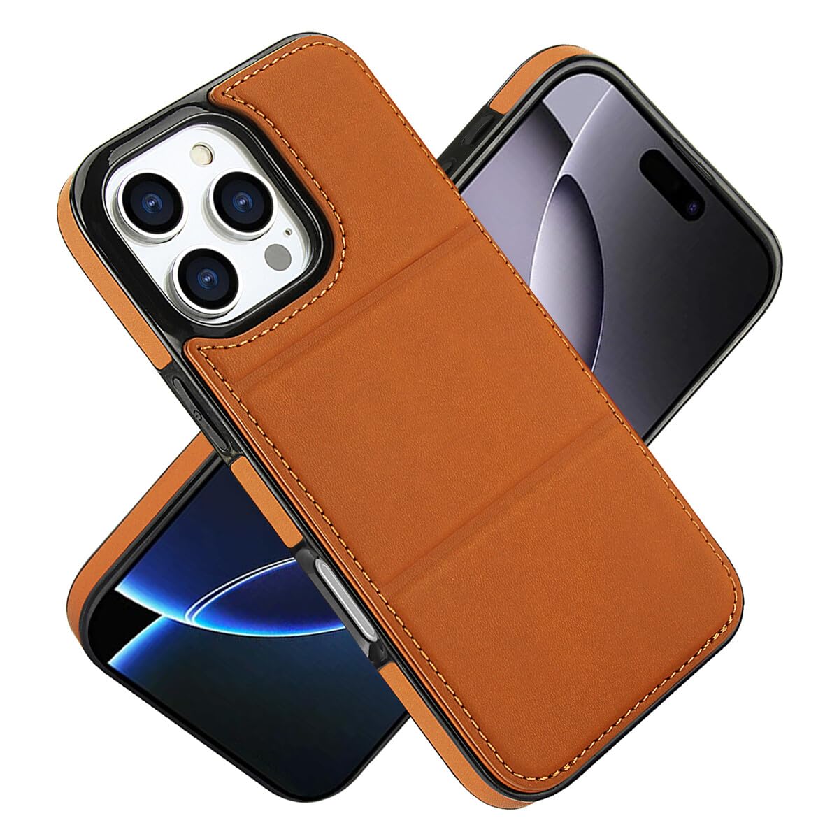Étui portefeuille en cuir marron pour iPhone 13 housse de protection à rabat magnétique - 8