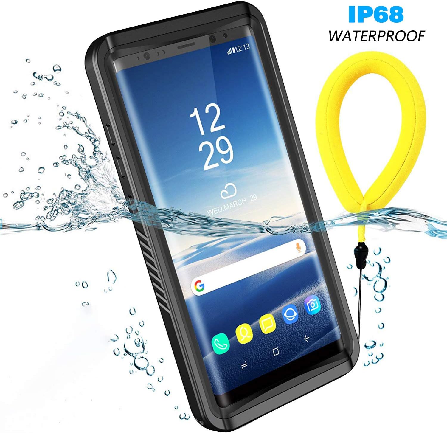 Temdan Samsung Galaxy Note 8 Waterproof Case, Built-in Screen Protector Shockproof Snowproof Case with Float Strap IP68 Waterproof Case for Samsung Galaxy Note 8