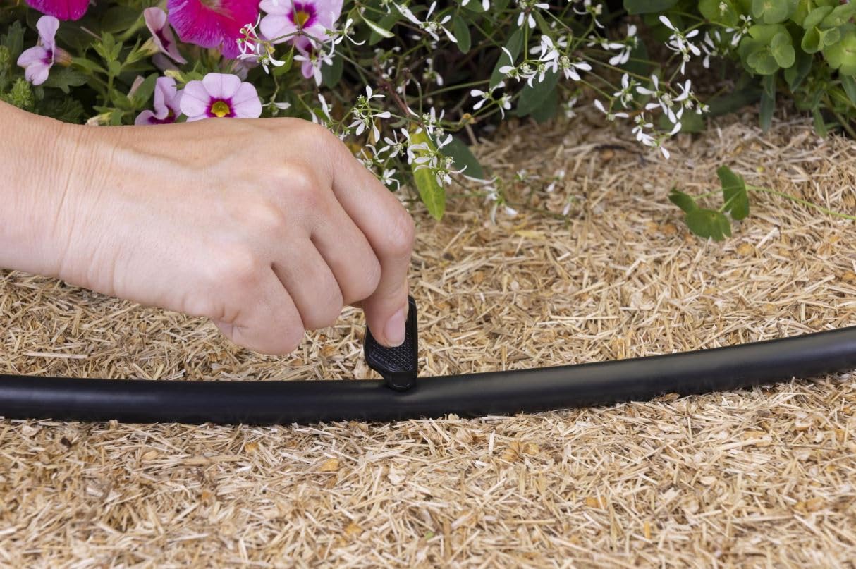 Suinga Système d'irrigation goutte à goutte pour jardin 100 mètres. Comprend un tuyau de 16 mm + 100 goutteurs + programmateur d'arrosage + accessoires d'installation