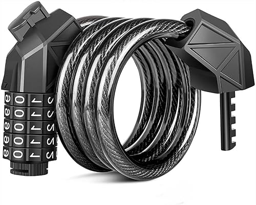 Cerradura eléctrica para bicicleta, cerradura de cable de combinación reiniciable de 5 dígitos para scooters, motocicleta, cerradura de bicicleta