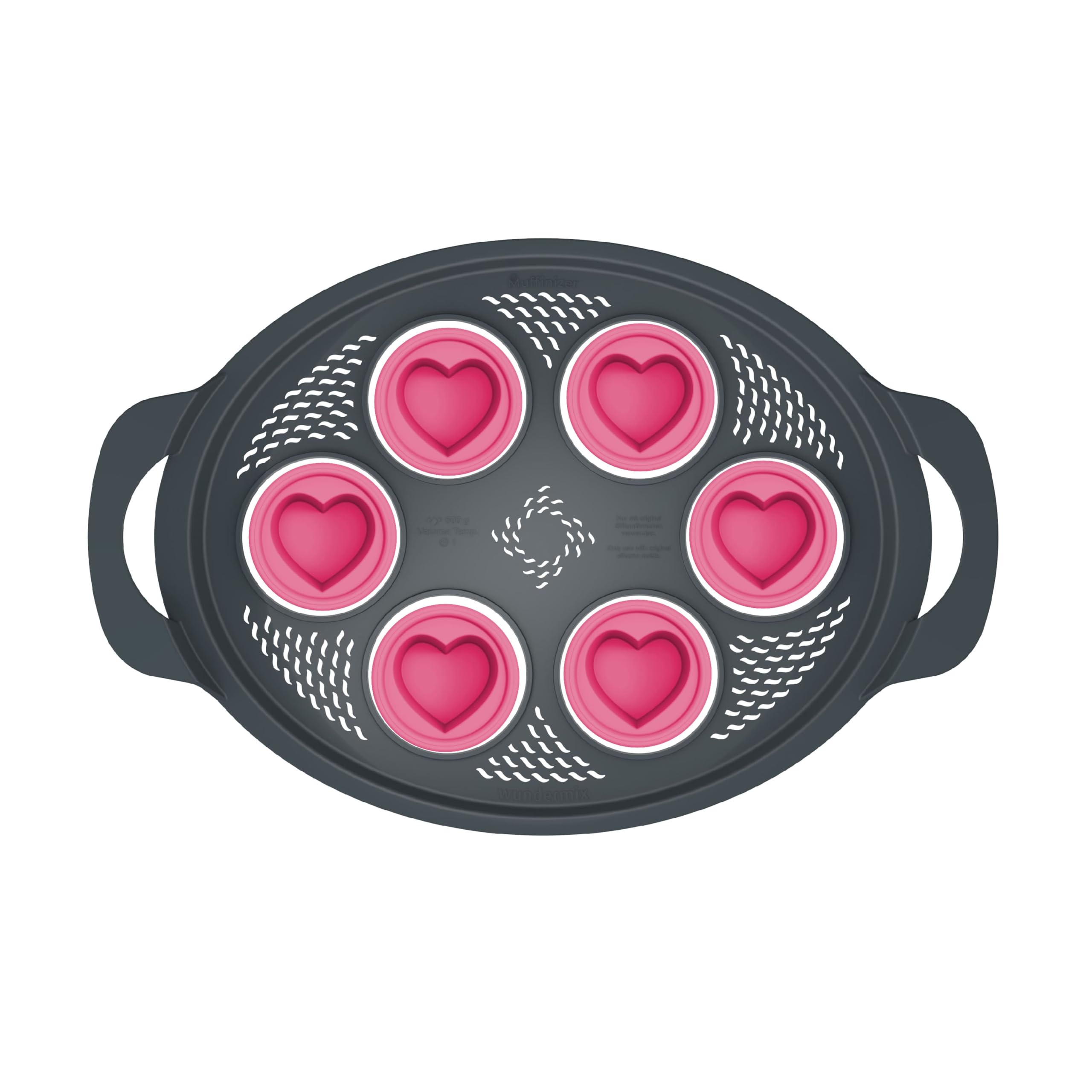 Wundermix - Muffinizer® Backform für TM6, TM5, TM31 (Herzförmchen) | Inklusive 6 Silikoneinsätze, für Muffins & Mini-Kuchen im Varoma, Muffin Silikonform, Made in Germany, vielseitig