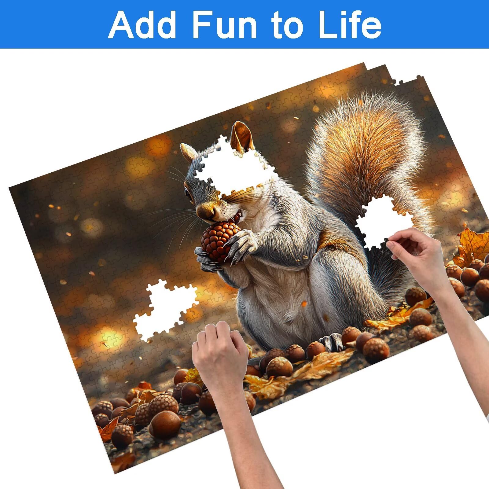 Puzzle 4000 Piezas Ardilla, Puzzle Animal con Caja para Adultos, 141.5x87.5cm, DIY 4000 Piezas Rompecabezas Madera para Adultos, Rompecabezas Desafiante para Decoracion Hogar, Regalo Mujer, -7555