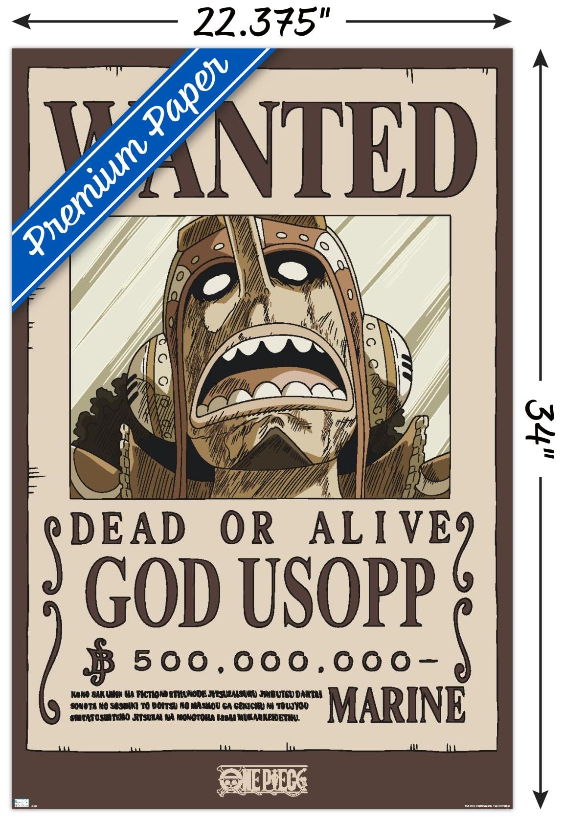 Amazon.com: One Piece - God Usopp Wanted Poster Wall Poster, 34L