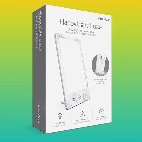 Miniatura 6 de Verilux HappyLight Luxe - Lámpara de terapia de luz con 10,000 lux, sin UV, luz LED blanca brillante con brillo ajustable, color, temporizador de