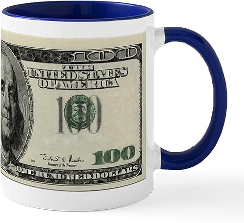 Vista 23 de CafePress Taza de café de cerámica Million Dollar (11 oz) Blanco - Taza del millón de dólares,Blanco - Taza de billetes de 100 dólares,Taza blanca