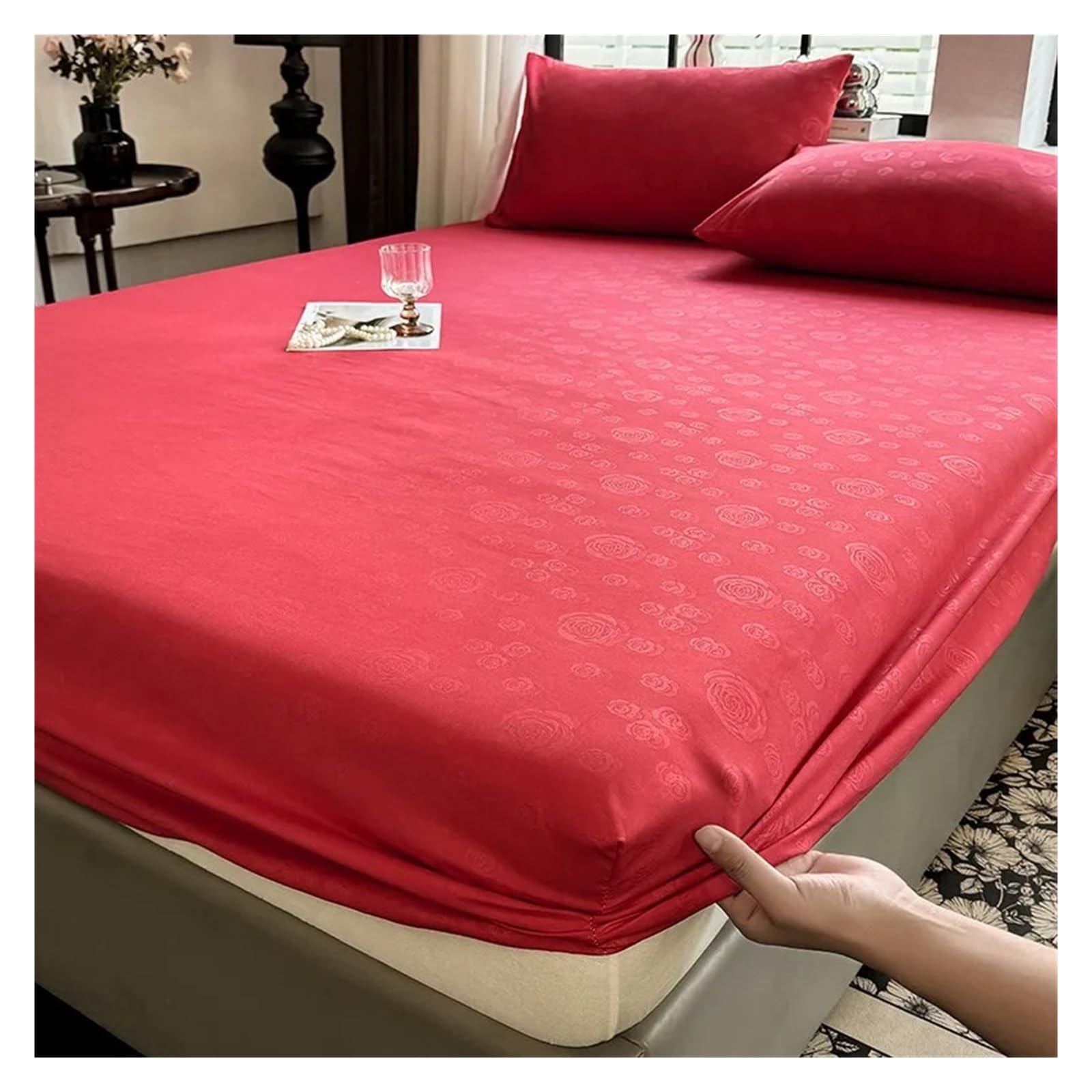 Protège-Matelas Drap-Housse imprimé, Couvre-lit élastique, Style Simple, sans taie d'oreiller(Color 1,Single 90x200cm 1pc)