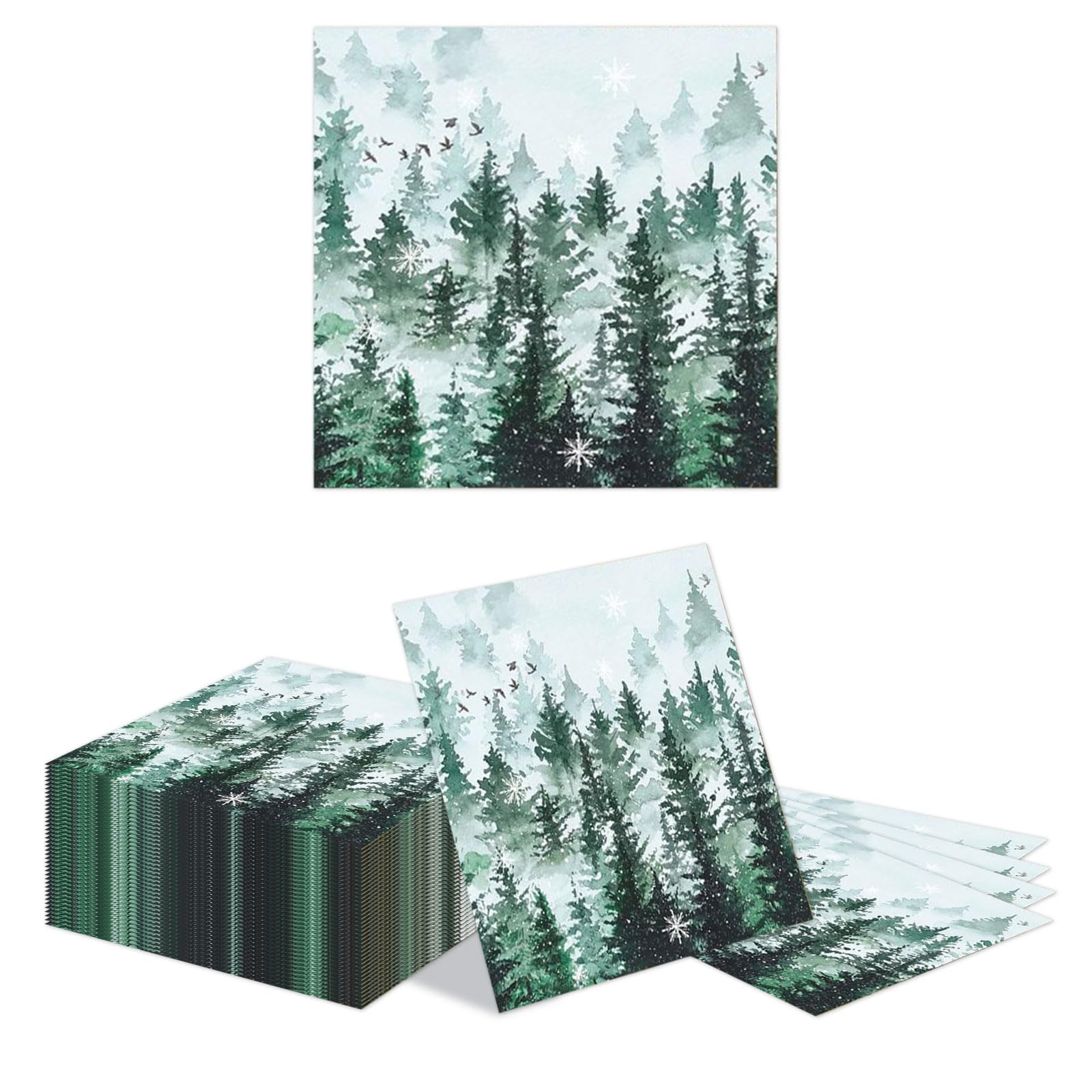 Kotkiddy 40 Pezzi Tavoletta Invernale Foresta Naturale Serviette di Carta 2 Strati Rustico Paese di Legno Serviette da Cocktail Monouso Serviette da Cena Serviette da FES