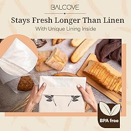 2 X Bread Bags for Homemade Bread - Plastic Lined, Reusable Linen Cloth Saver Bag For Sourdough & Homemade Bread Storage - 17 x 13 XL