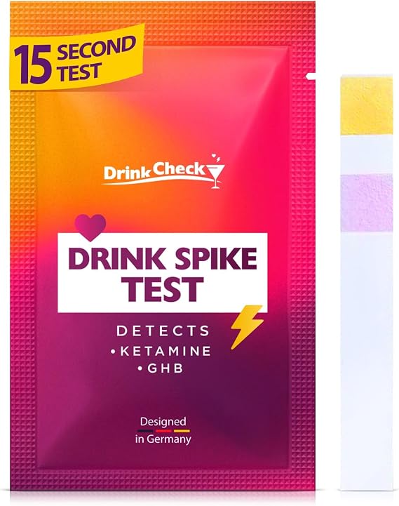Drink Safety Test Strips, 1 Test Detect Harmful Substances in Seconds Portable Personal Security Kit for Clubs and Parties Compliant with California Law