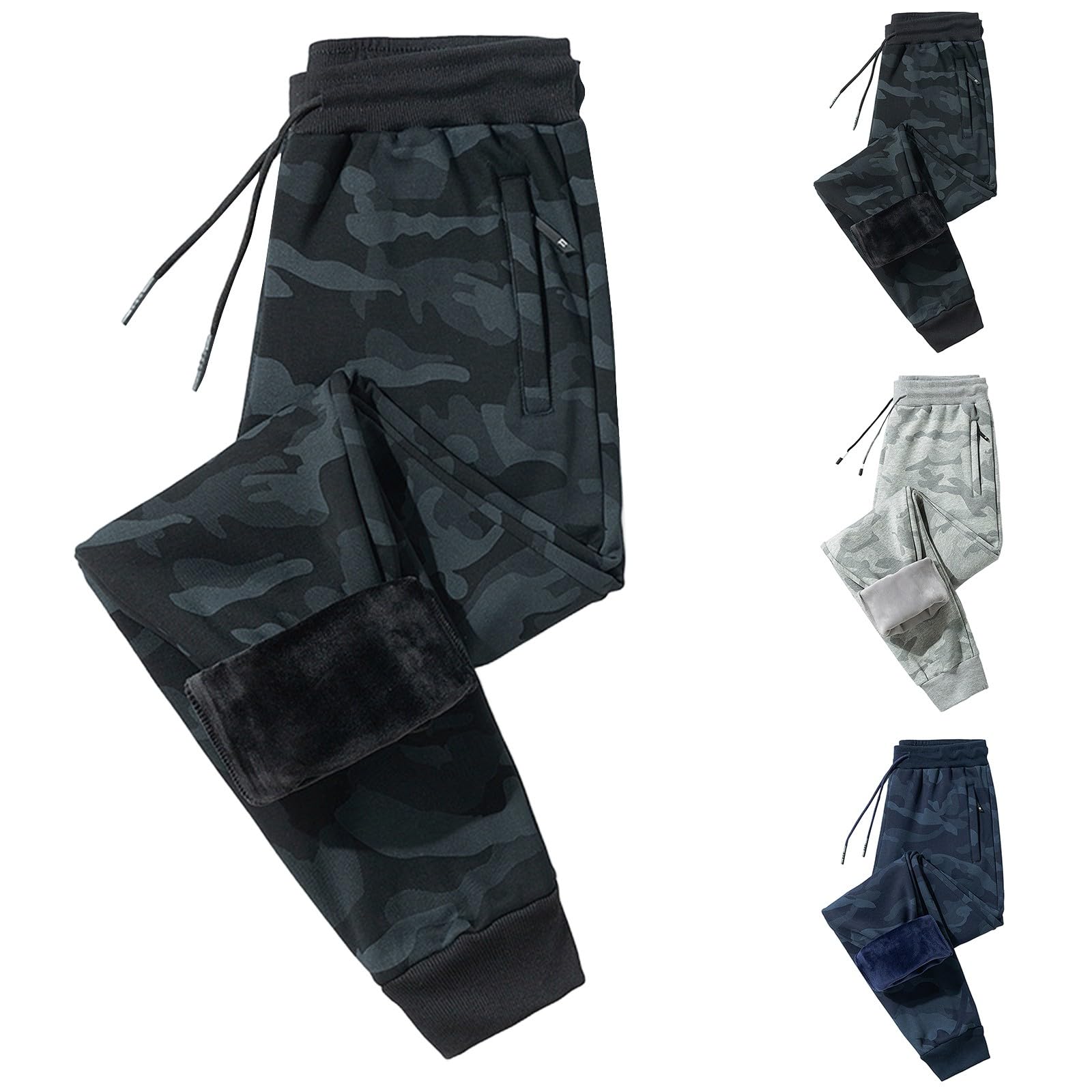 Pantalones de gimnasio para hombre, camuflaje, pantalones deportivos de camuflaje para hombre, pantalones de invierno con forro polar, pantalones de chándal cálidos, dobladillo cerrado, pantalones de