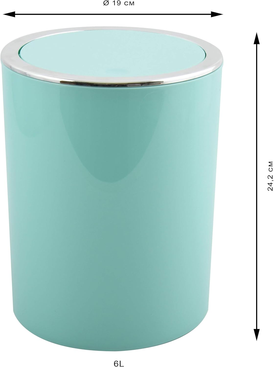 MSV Aspen Design Bathroom Pedal Bin Push Swing Lid Waste Bin 6 litres (Diameter x H): Approx. 18.5 x 26 cm Pastel Green
