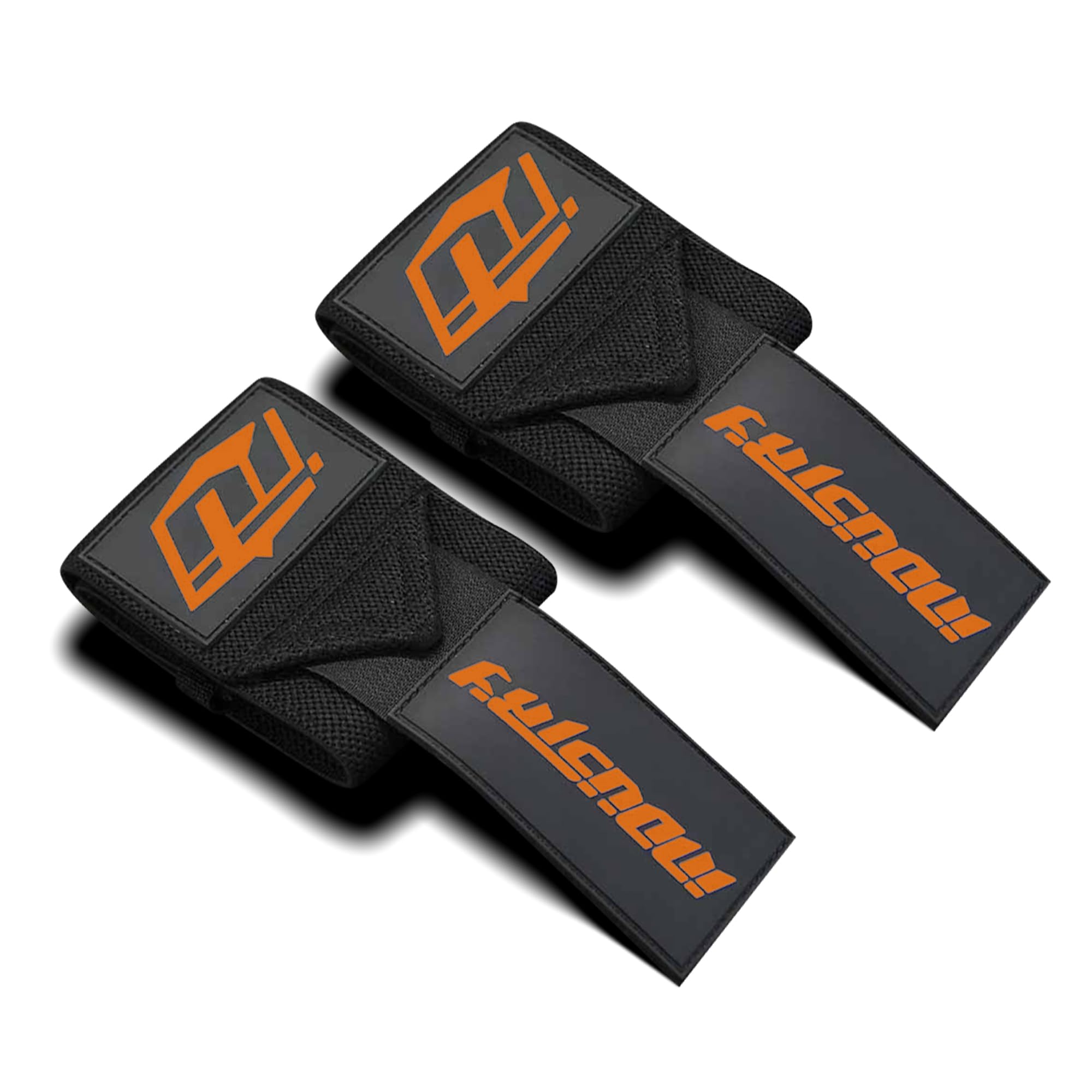 Team Industry Wrist Wraps - No Thumb Loop Lifting Straps - Wrist Straps For Men & Women. Gym, Crossfit, Power Lifting, Body Building, Weightlifting, Deadlift (Black/Neon Orange Logo, 16")