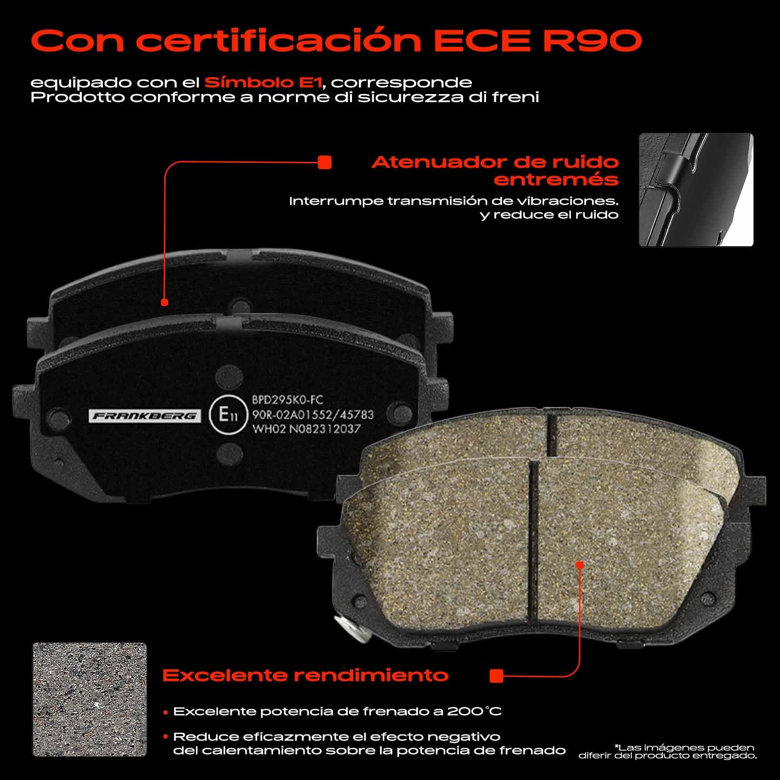 Frankberg Juego de frenos incluye 2 discos de freno + 4 pastillas de freno delanteras, compatible con Tucson TL TLE Kona OS OSE OSI Sportage QL QLE Optima JF Replace# 51712J9100
