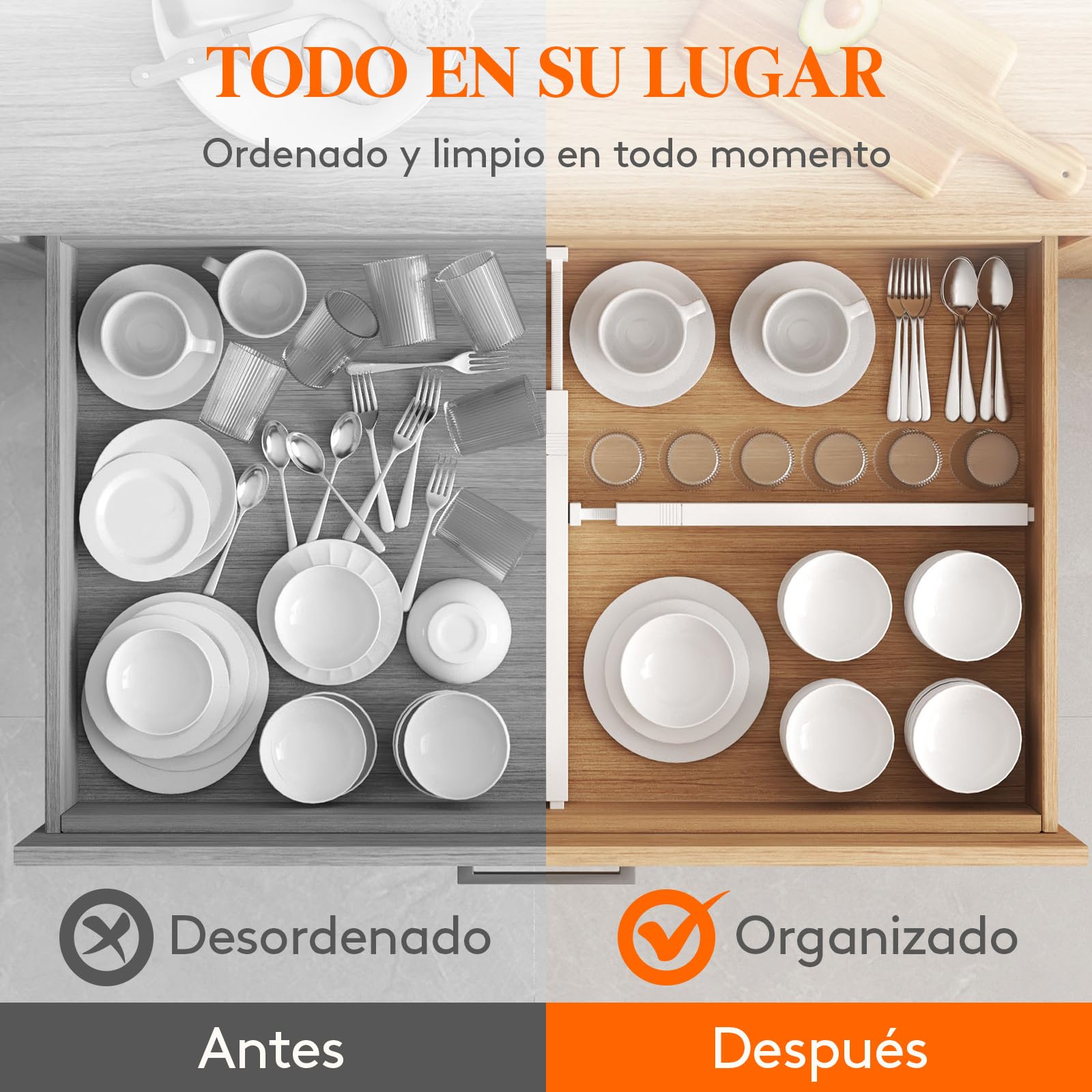 Lifewit Divisores de Cajones 28-40cm Ajustable Altura 6cm Organizador Armario Blanco 5 Paquetes