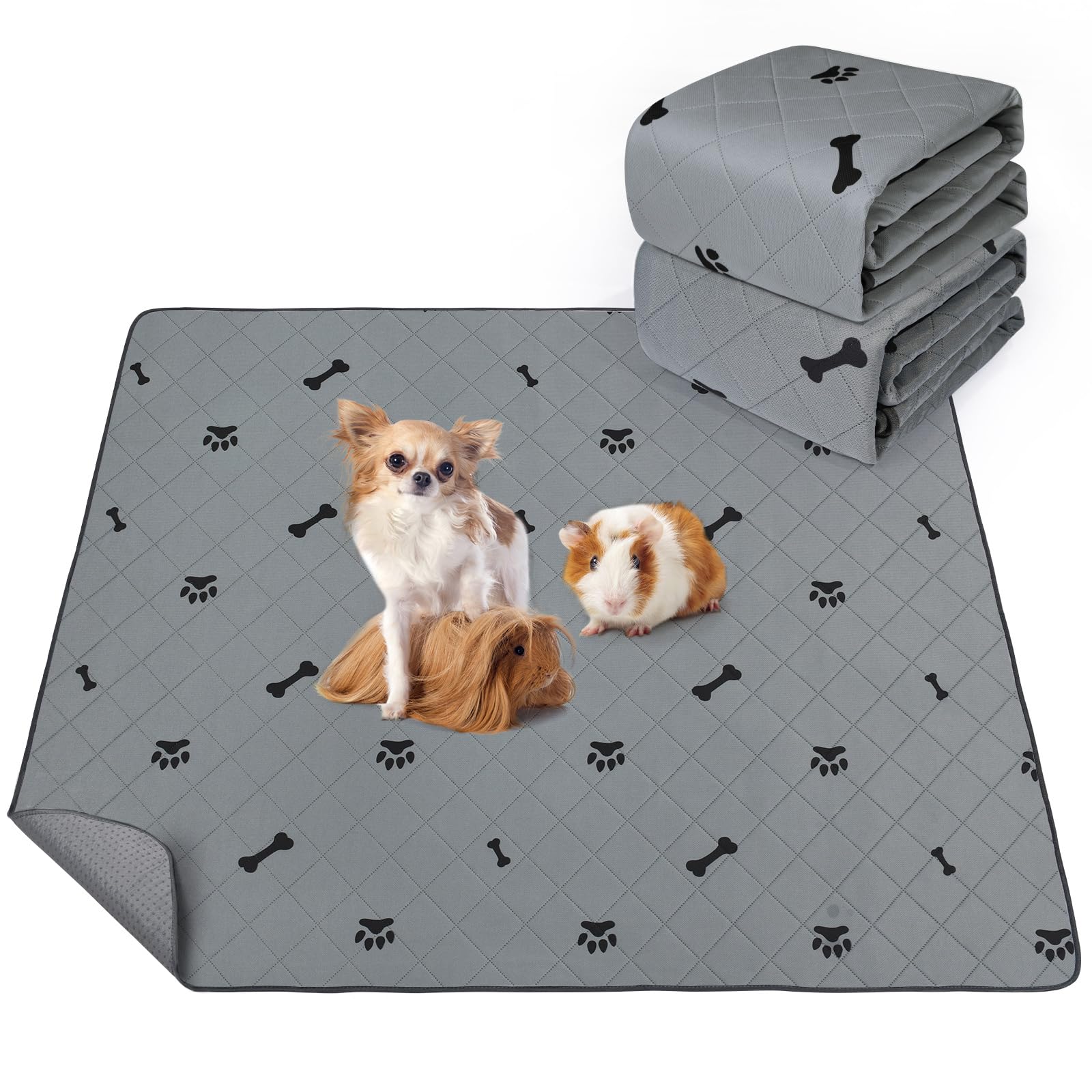 Saugfähige PIPI-Pads für Meerschweinchen, 2 Stück 90x100cm Waschbare PIPI Pads für Kaninchen, Wiederverwendbare PIPI Matten, Unterlagen für Hamster, Kaninchen, Hunde