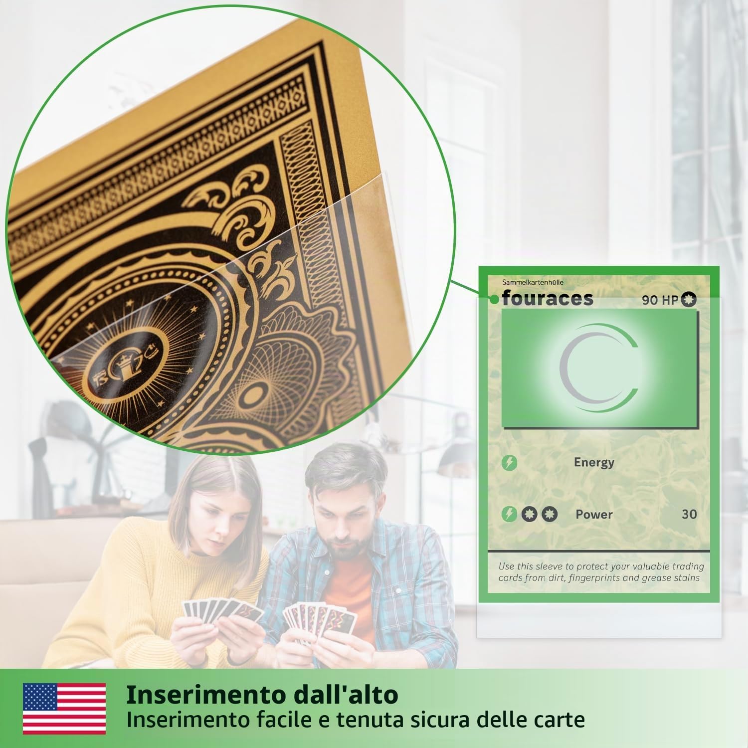 fouraces bustine protettive, 300 pezzi, 90 x 66 mm, per carte pokemon, magic the gathering, ultra slim, sleeves, per carte da gioco