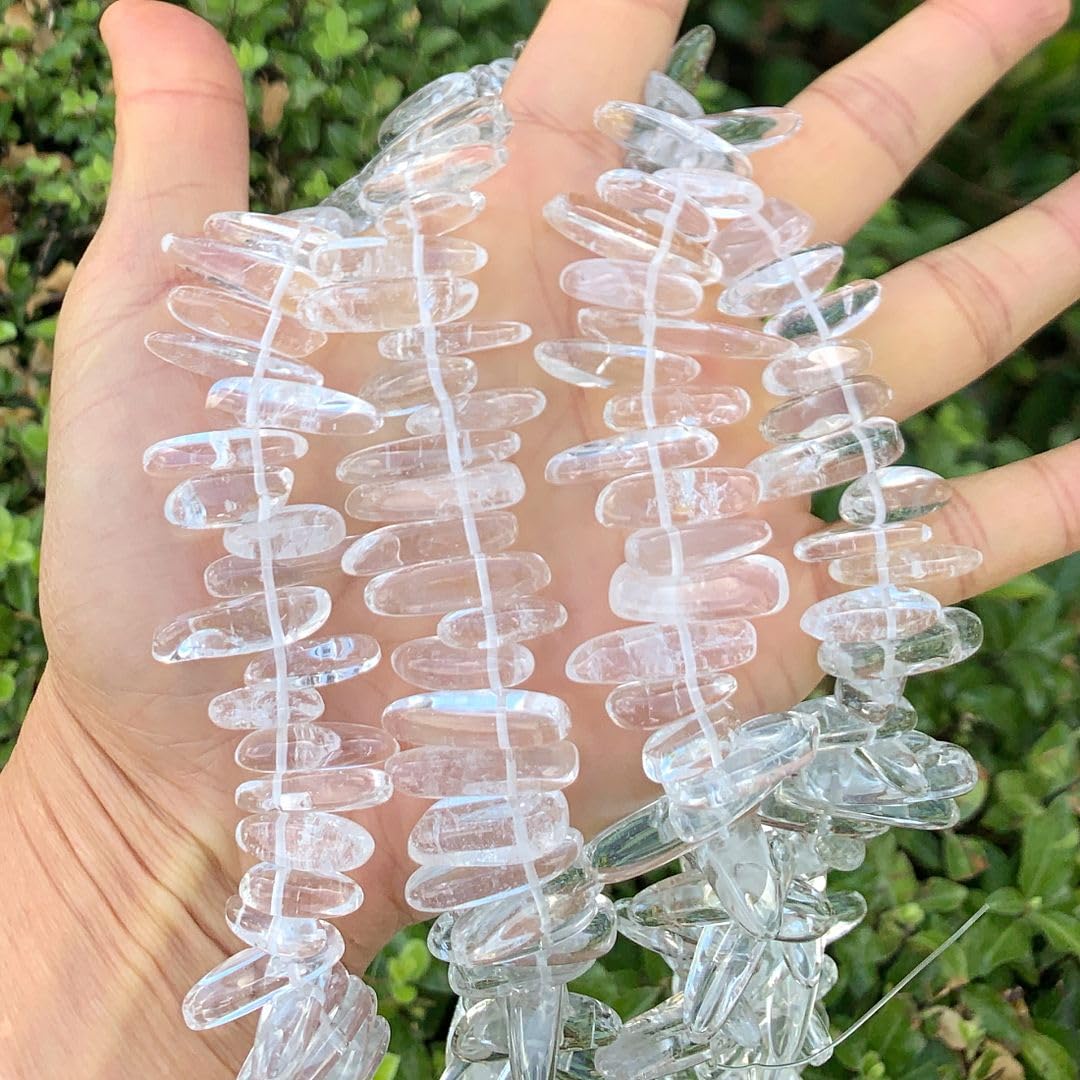 Adabele 3 Stränge natürlicher weißer Quarz klarer Kristall Edelstein Pendel Tropfen Spike Point 7-23 mm Anhänger Tropfen Perlen (45 Zoll insgesamt) für Schmuckherstellung GZ5-17