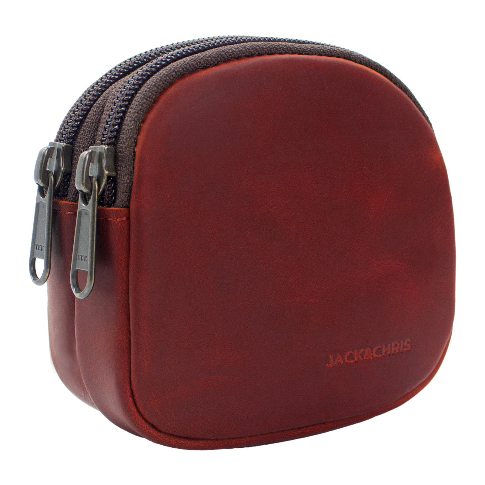 Jack&amp;Chris Coin Purse for Men, Genuine Leather Mini Coin Wallet Zipper Pocket with Back Belt Loop, Coin Bag for Men