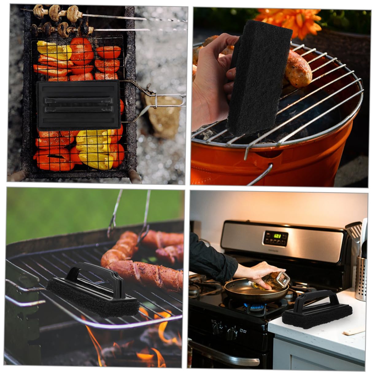 BESTonZON 2pcs Multi Use Grill Cleaning Brush Durable Convenient BBQ Rack Scrub Brush for Household Cleaning for All of Barbecue Grills