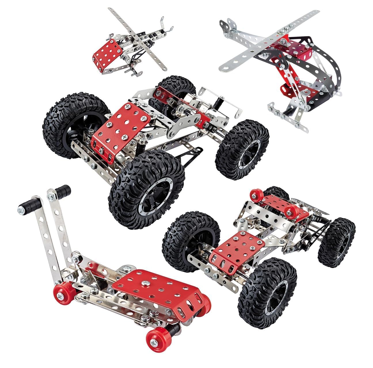 Aole Toys 5-in-1 Metal Construction Set, 281 Pieces Stainless Steel Building Toy, STEM Engineering Kit for Ages 8+-image-12