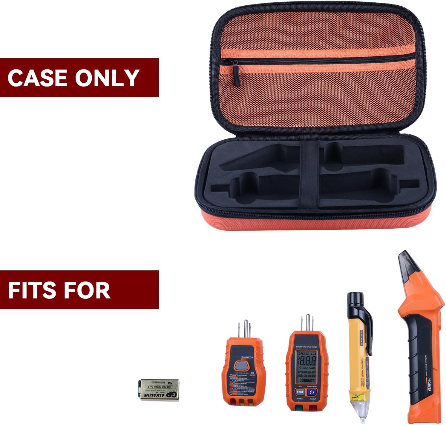Hard Storage Case for Klein Tools - Custom Fit for Circuit Breaker Finder ET310, RT250 Outlet Tester, NCVT Voltage Tester & Accessories | Waterproof, Shockproof, Dustproof (Orange) - Image 2
