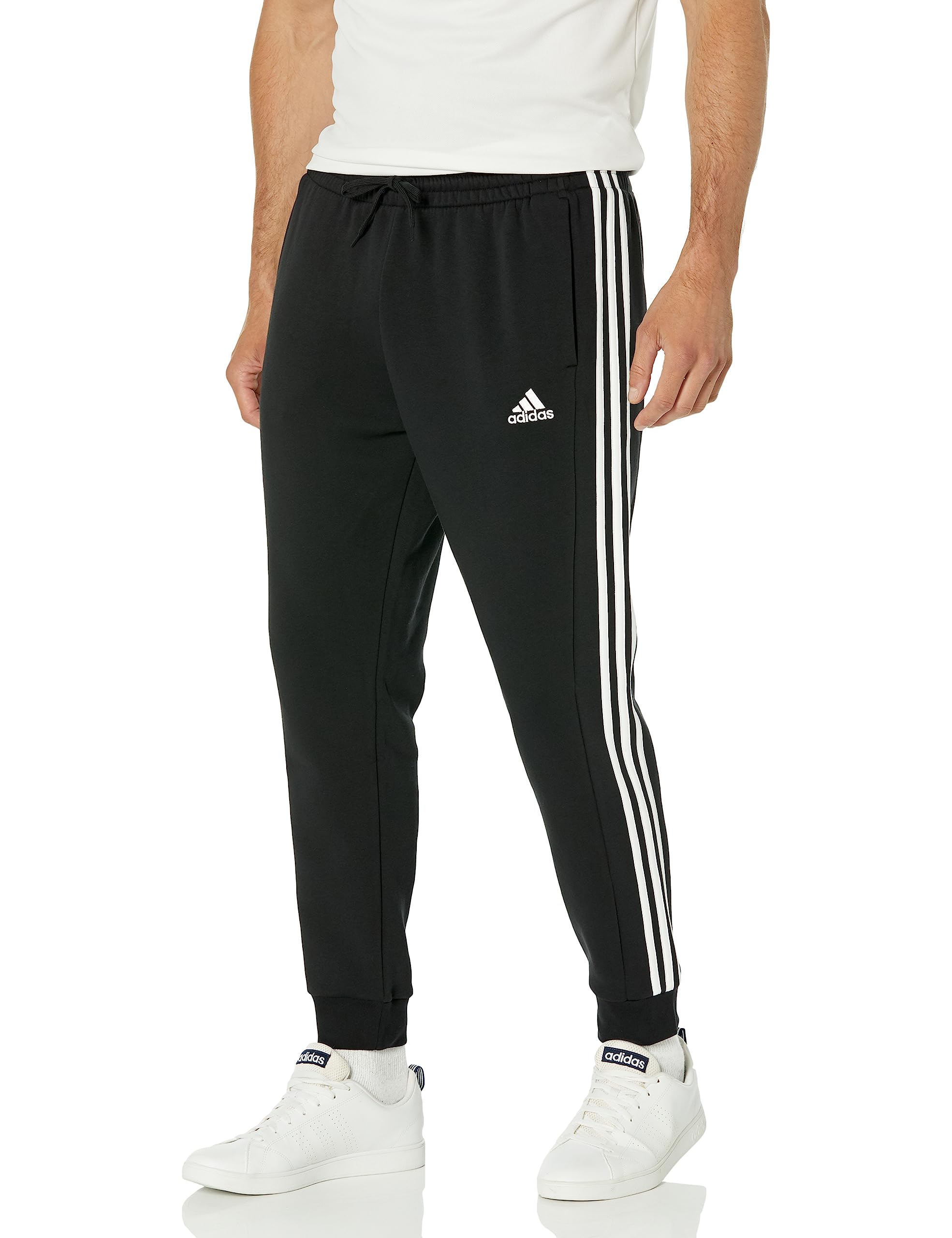adidasMen's Essentials 3-Stripes Fleece Tapered Cuff Pants