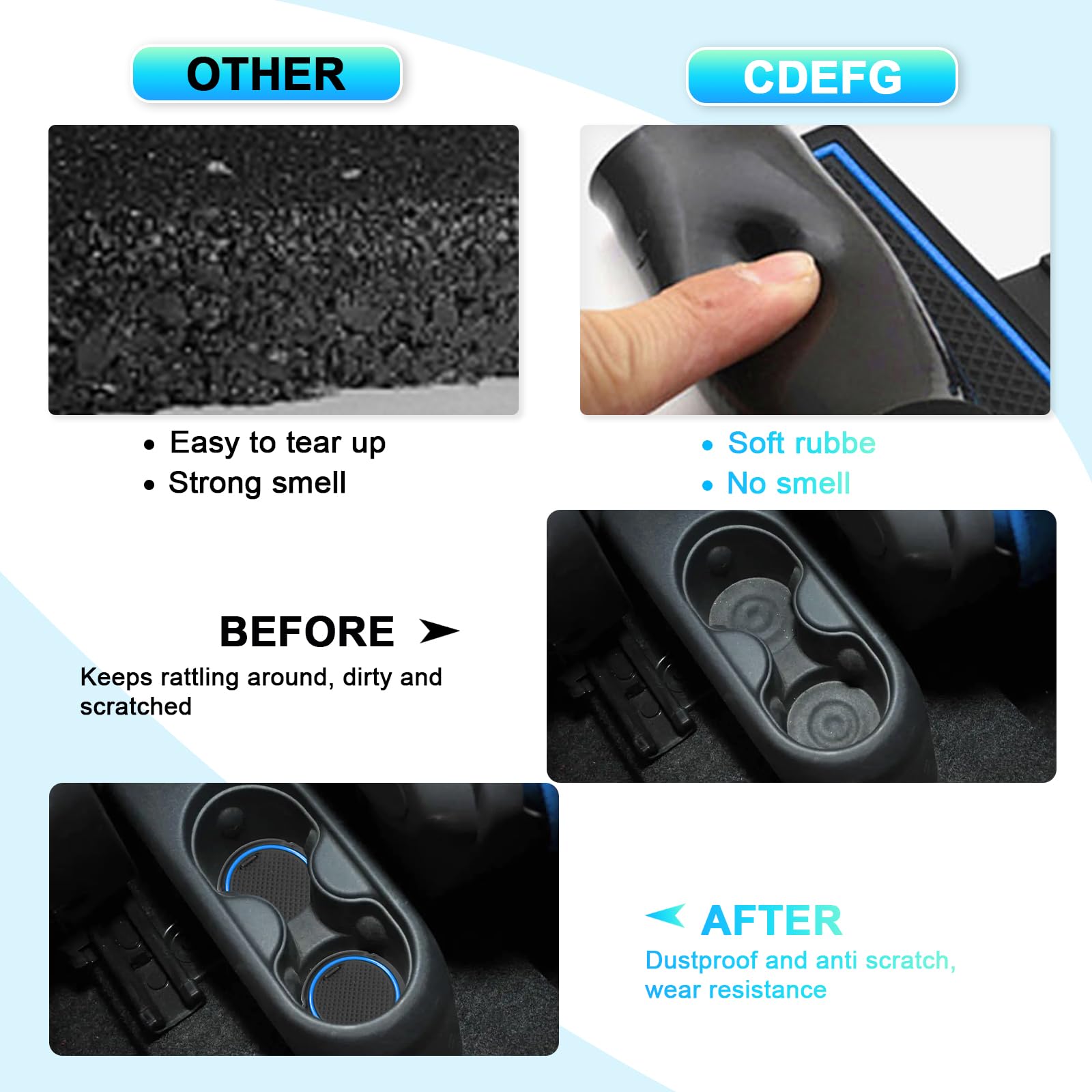 Tappetini In Gomma Per Fiat 500 / Abarth 595 2016-2023 - Antiscivolo, Per Portabicchieri E Console - Foto 9